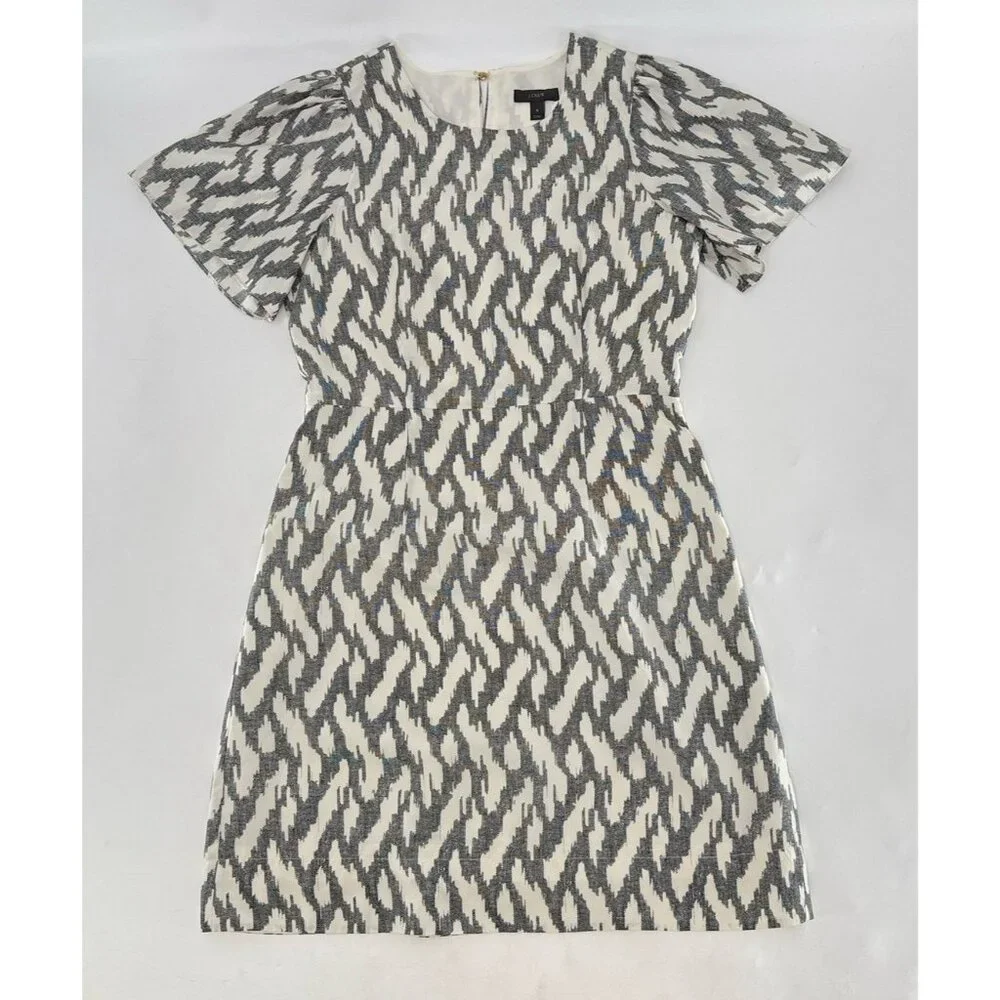J.Crew 100% Silk Flutter‎ Sleeve Dress Size 6 Preppy Lightweight, Event